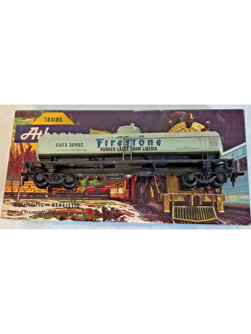 HO Scale Athearn 1579 Firestone Single dome Tank 40 FT Center Car 30902 KD Latex